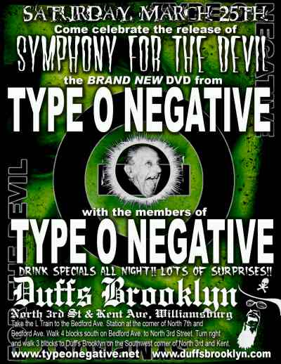 TYPE O NEGATIVE PARTY @ DUFF'S BROOKLYN